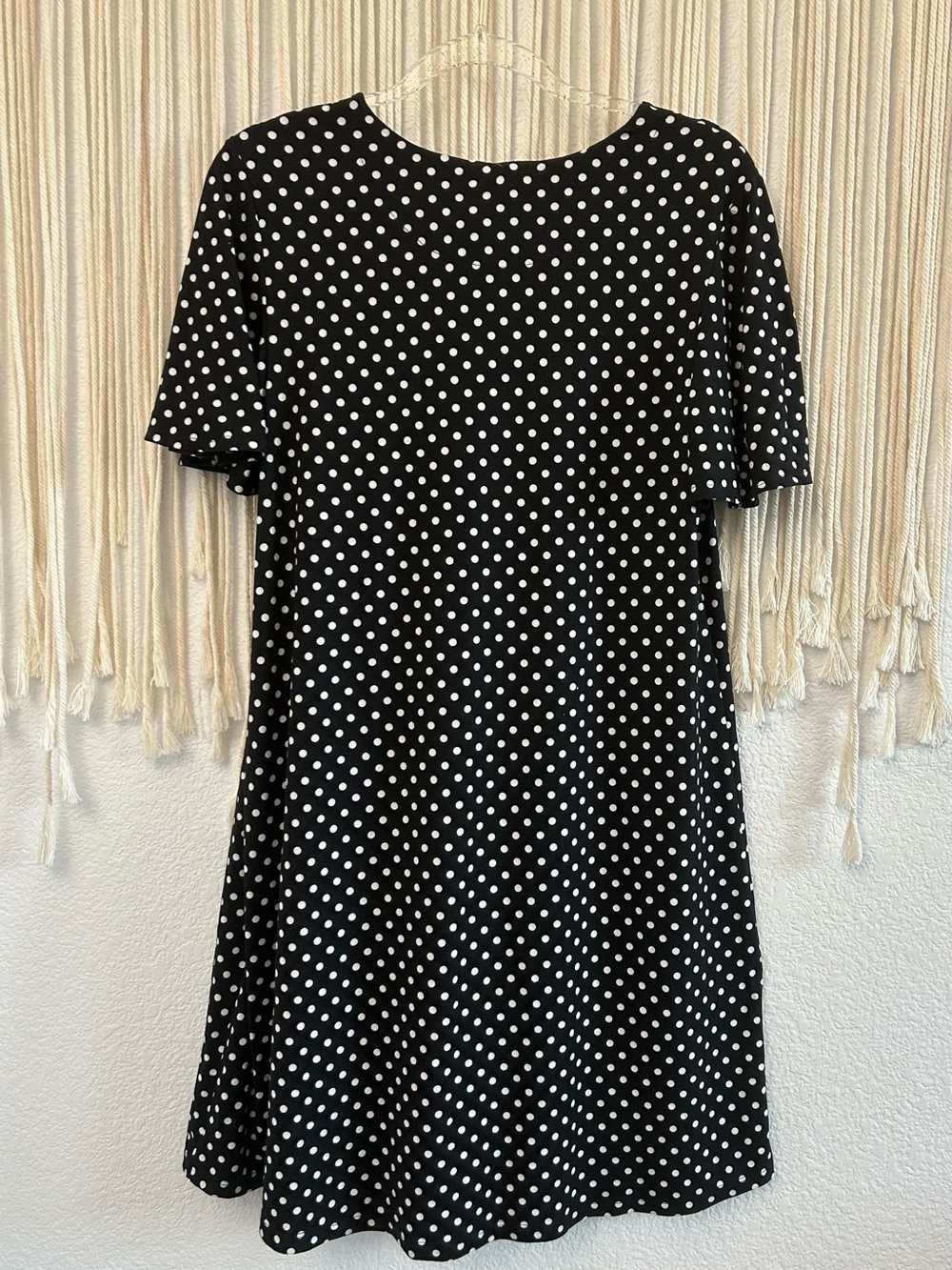 TIANA B Black & White Polka Dot Swing | Soft Knit Short Sleeve Dress - Picture 13 of 15